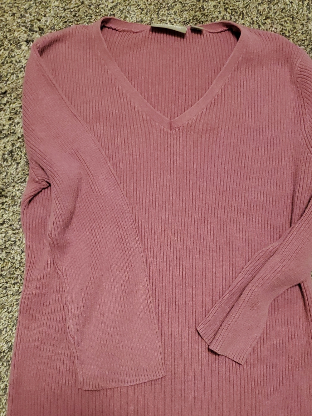 croft & barrow Mauve Ribbed V-Neck Sweater